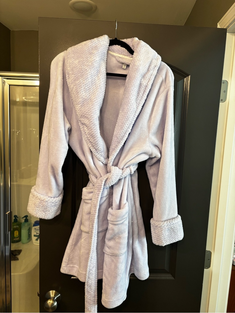 Sonoma Lavender Plush Shawl-Collar Robe with Belt